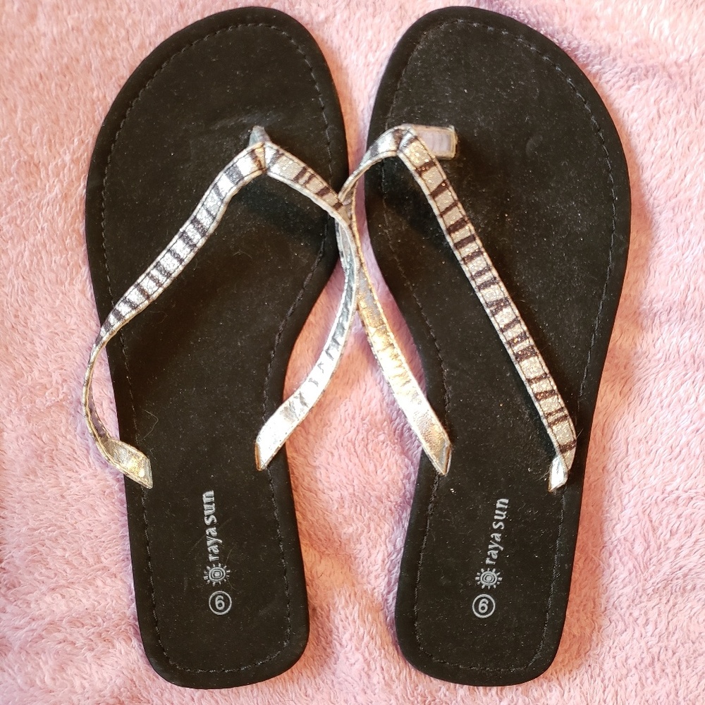 Zebra Print Faux Leather Flip Flops